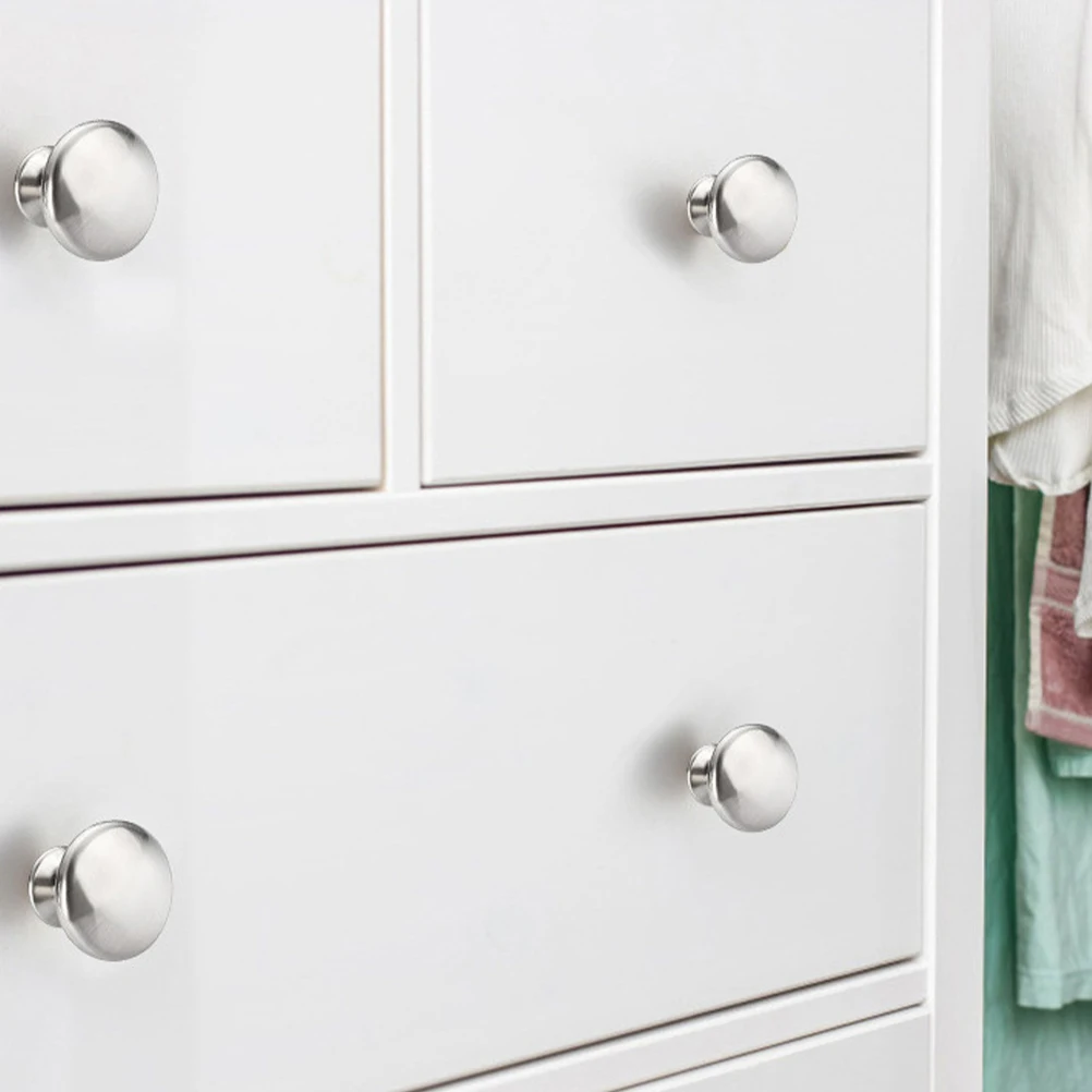 

20pcs Round Drawer Handles Stainless Steel Cabinet Knobs Pulls for Kitchen Wardrobe Furniture Silver Hardware