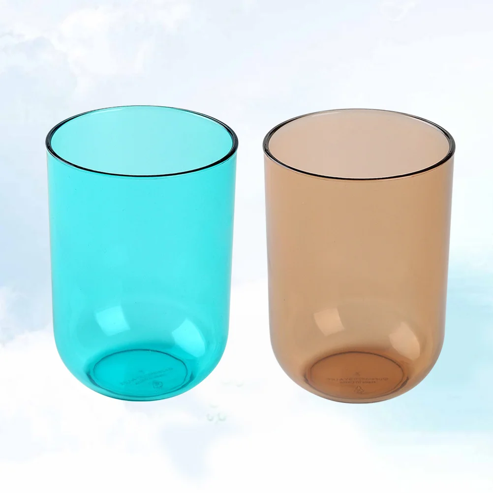 

2 pcs Transparent Toothbrush Cups Gargle Mug For Bathroom Water Drink Plastic Cup Nonporous Design Adults Use