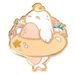 Cute Seal And Duck Swimming Badge Sweet Summer Animal Enamel Pin