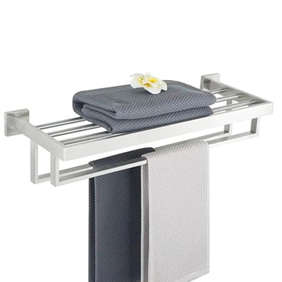 

Towel Rack with Double Towel Bars 24 Inch Towel Racks for Bathroom Wall MountedBathroom Towel Holder Square Towel Hanger SUS304