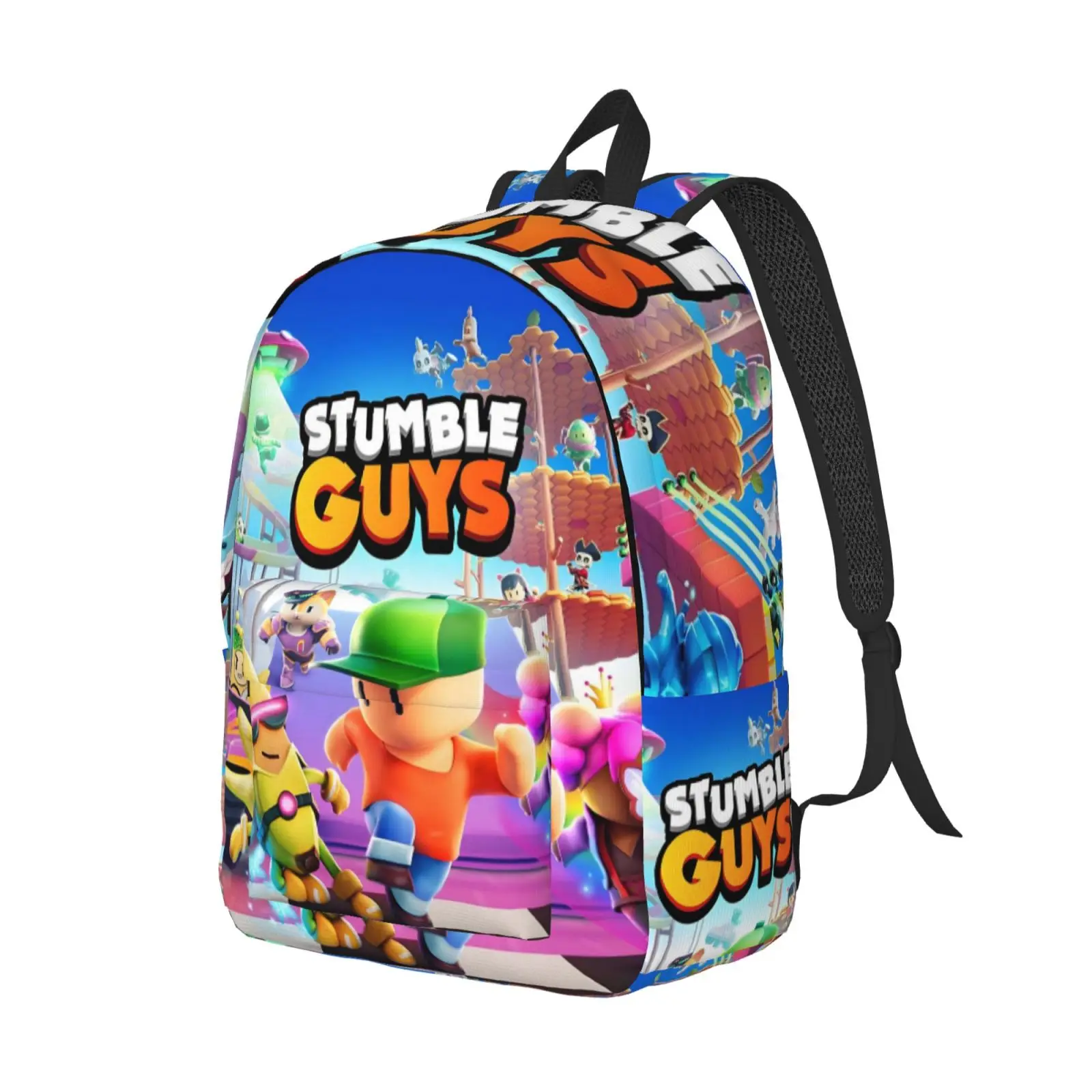 Stumbles Game Cartoon Guys Backpack Men Women High School Hiking Travel Daypack Back to School Gift Laptop Canvas Bags Sports