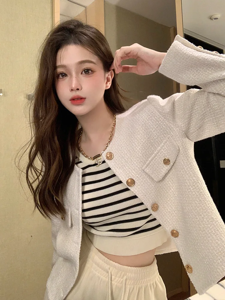 Spring Autumn New Fashion Women's Single-breasted Long Sleeve O-neck Casual Trendy Elegant Suit Blazers Female Coats Clothes Top
