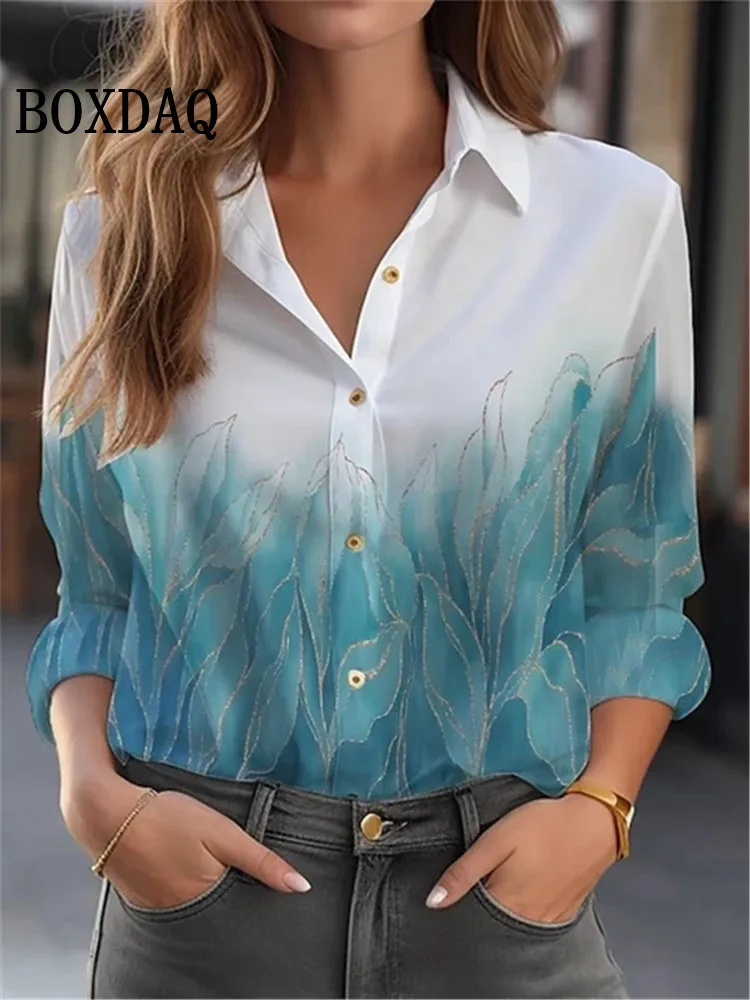 2024 Elegant Women\'s Shirt & Blouses Fashion Flower Shirt 3D Print High Quality Long Sleeve Large Size Female Clothing Blouses