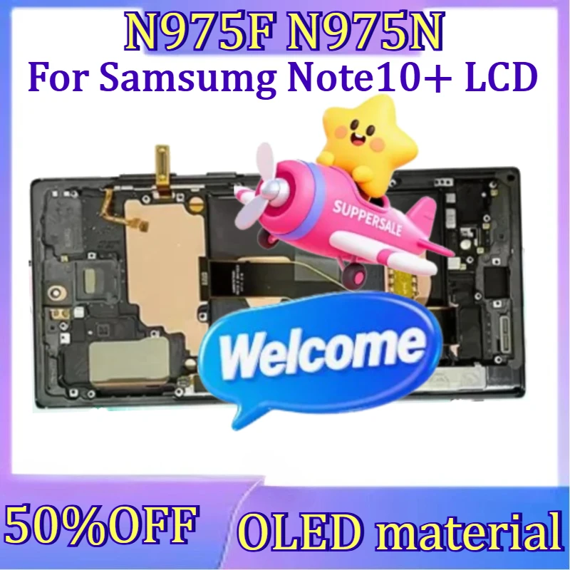 

For Samsumg Note10+ LCD New OLED For Samsung Galaxy Note10 Plus N975F N975N LCD Display Touch Screen Digitizer with Frame