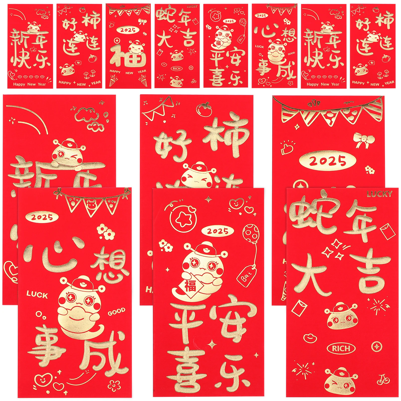 

36pcs Snake Zodiac Red Envelopes Chinese Lunar New Year Packets Prosperity Luck Sturdy Printed Money Envelopes Celebrations