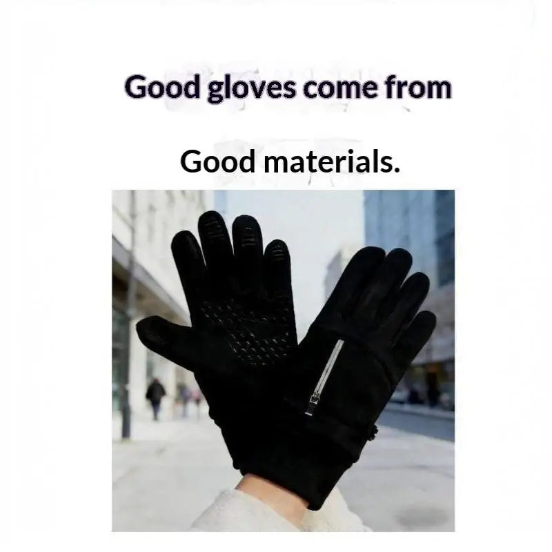 Winter-Touchscreen-Handschuhe für Radfahren, Motorradfahren, Skifahren, Outdoor-Aktivitäten, mit Reißverschlusstasche, wasserabweisend, rutschfest, Unisex, Fahrhandschuhe – Detail 14
