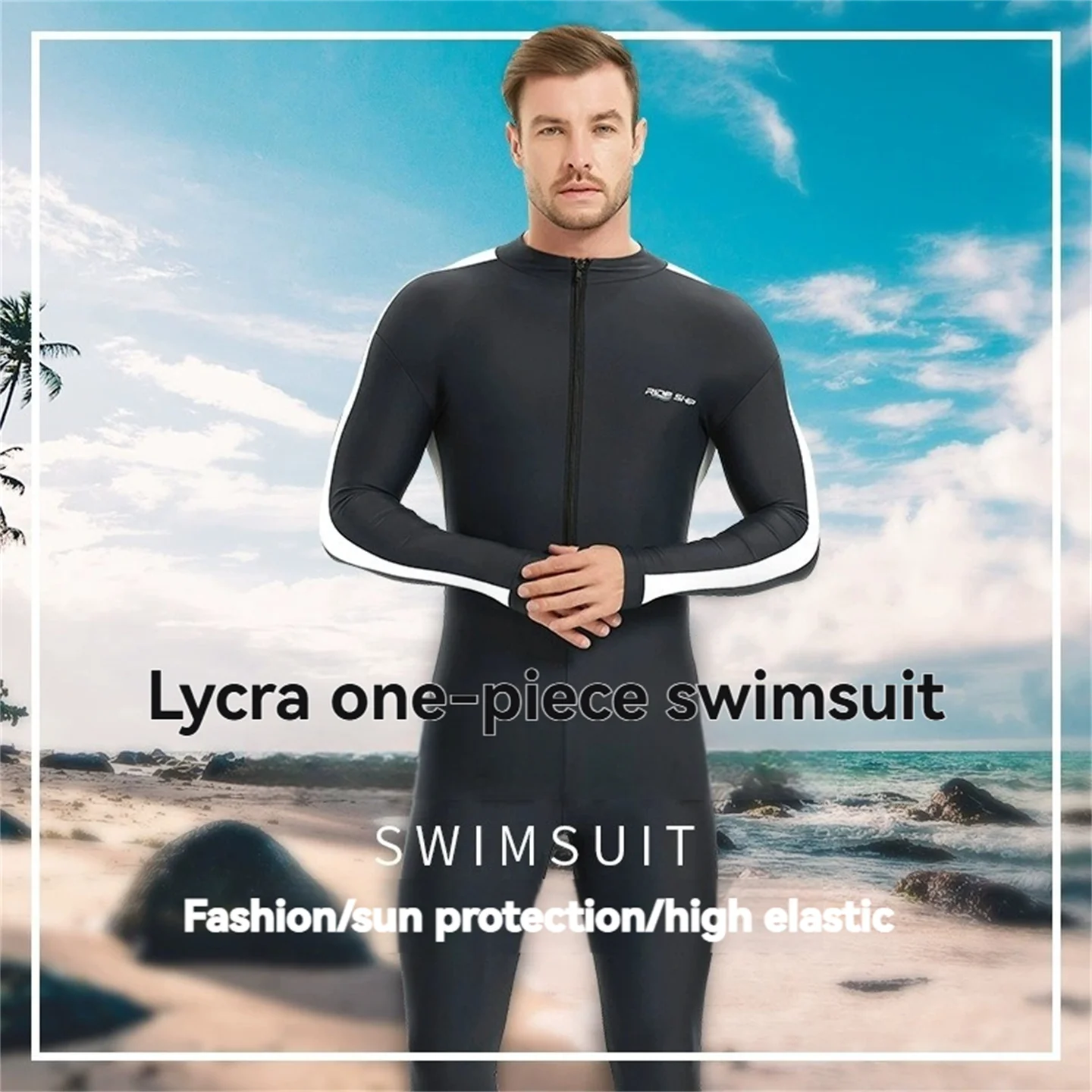 LYCRA Wetsuit Men's Thin Quick-Drying One-Piece Diving Suit Snorkeling Surfing Sun Protection Swimsuit Rash Guards