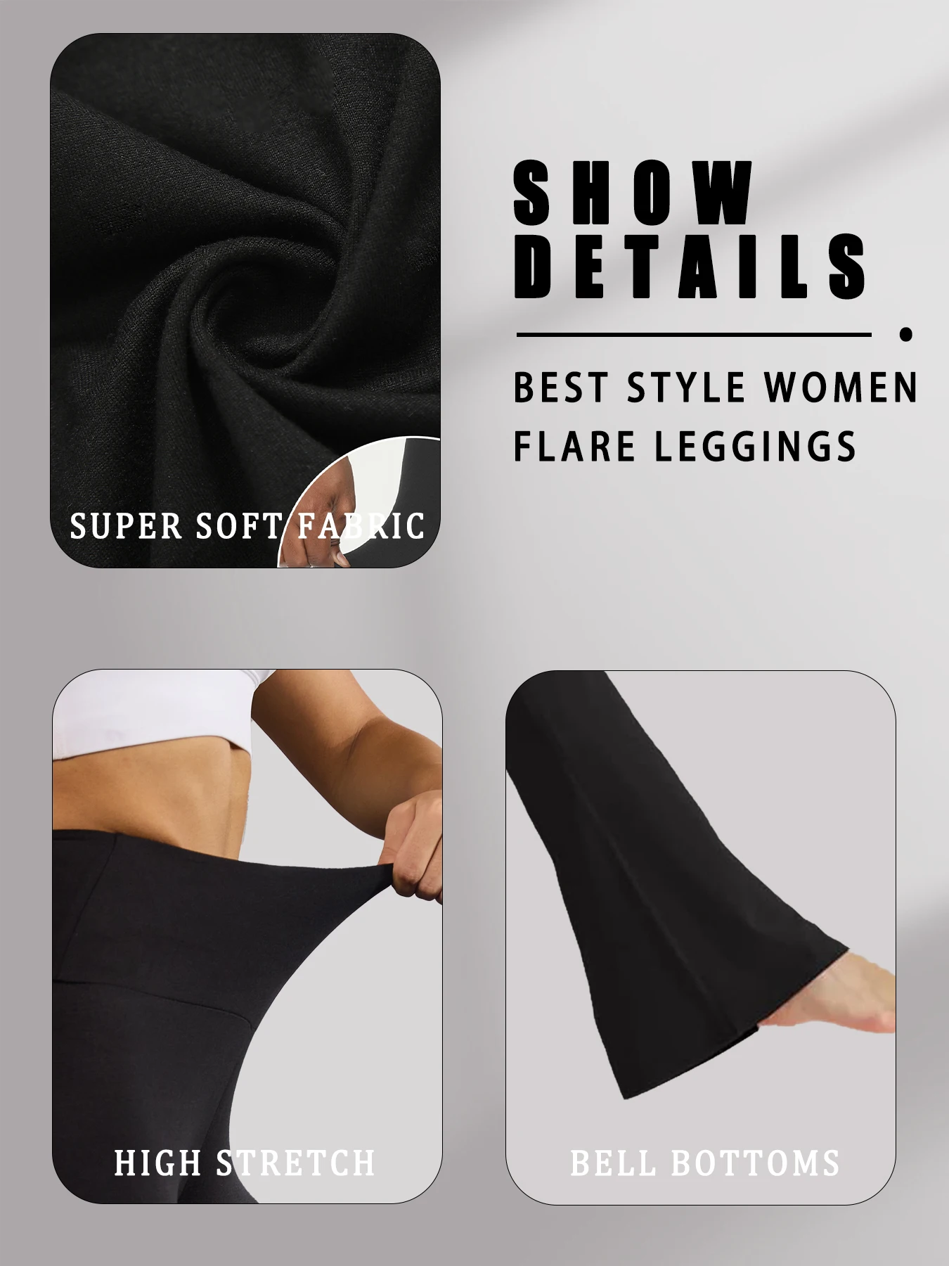 5 Pack Women's Super Soft Flare Pants High Waisted Tummy Control Workout Yoga Push Up Gym Fitness Leggings Bell Bottoms