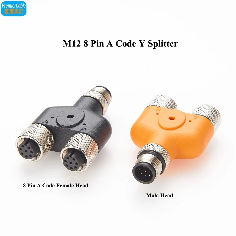 Divisor M12 Y de 8 pines, divisor en t de código Y acoplador A, divisor de codificación H, distribuidor de conector Circular para EtherCAT
