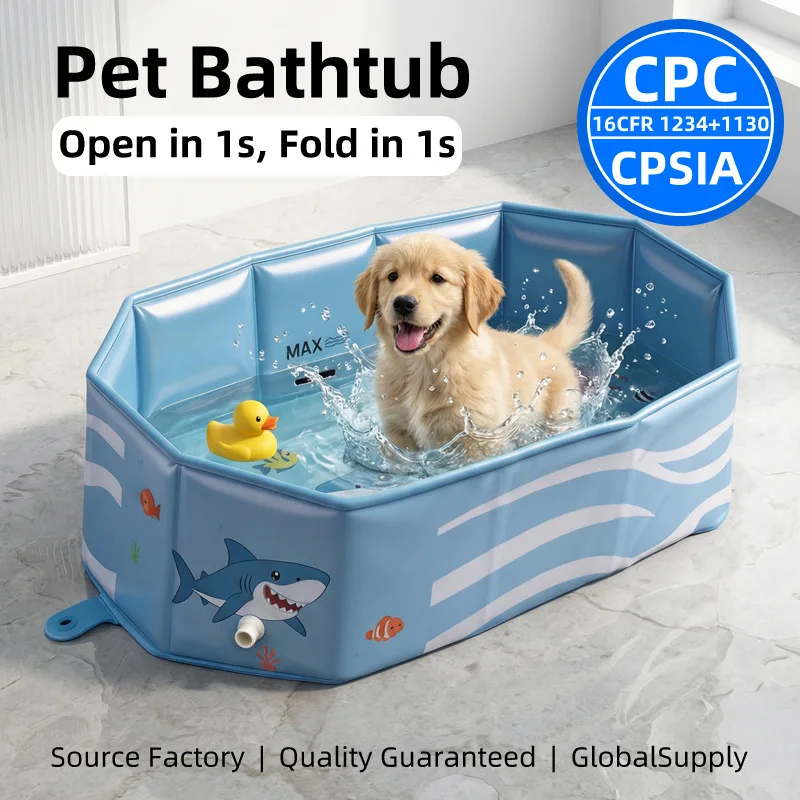 Pet Octagonal Folding Bath Pool Dog Bath Bucket Portable Storage JR-CWYP200601 Cute Summer Bathtub Animal Swimming Pool