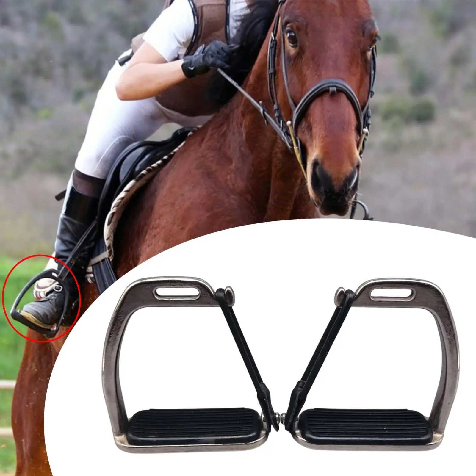 プロ仕様乗馬用鐙-鋼鉄製-滑り止めパッド付き-トレイルや競技用の乗馬アクセサリー