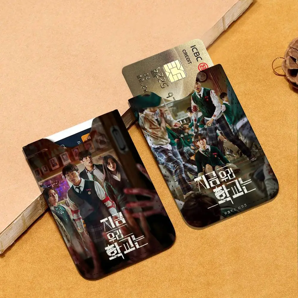 Korea Tv A-all Of Us Are Dead Men Leather Card Case, Minimalist Credit/Bus ID Card Holder, Small Compact for Office Business