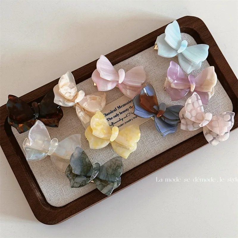 2024 Fashion Acetate Barrette Butterfly Hair Clip Headdress Women Girls Korean Sweet Colored Delicate Hairpin Hair Accessories