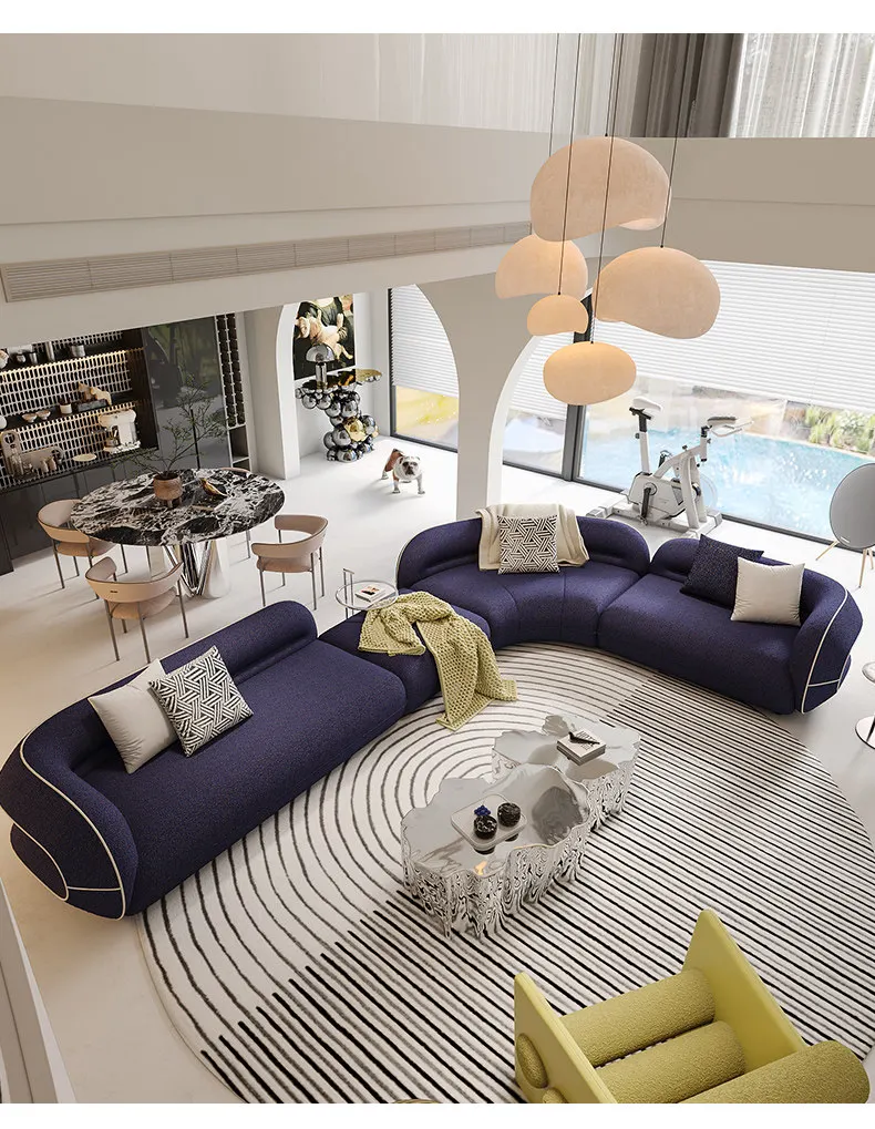 Minimalist, fabric sofa, large and small apartment, high-end, living room, straight row, corner combination, design