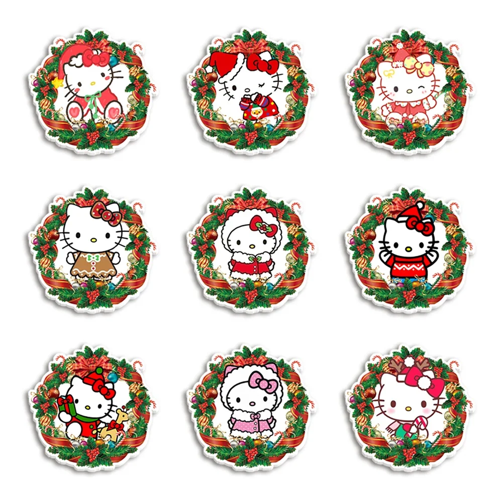 

9pcs/set Mini Christmas Sanrio Charactors Mixed Resin Sets Christmas Wreath Planar Resin Designs Crafts