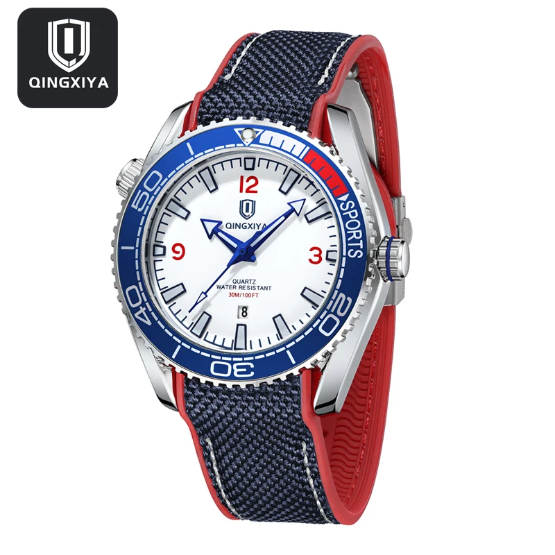 

QINGXIYA Brand Luxury Military Men Watch Waterproof Luminous Date Sport Man Wristwatch Silicone Strap Quartz Men's Watches+Box
