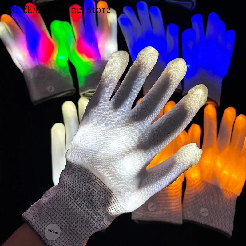 Nylon Fashion Hip Hop Party Led Rave Flashing Gloves Glow Light Up Finger Tip Lighting Gloves For Teens Adult PartyPerformance