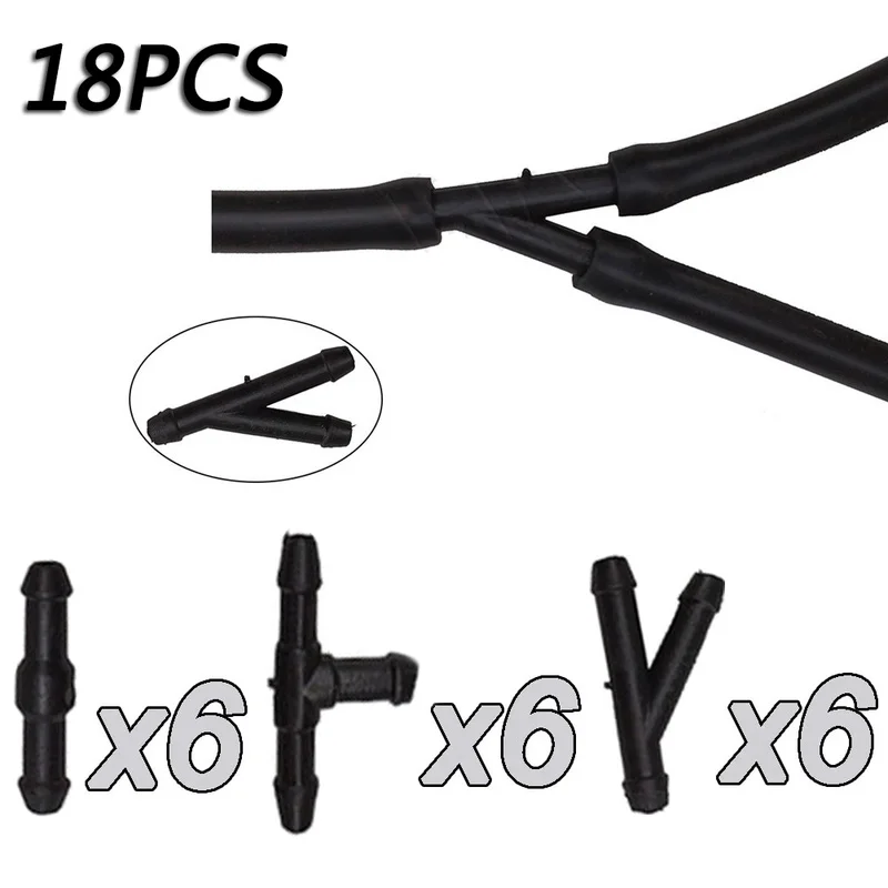 

18 шт., Т-образные соединительные трубки для распылителя стеклоочистителя