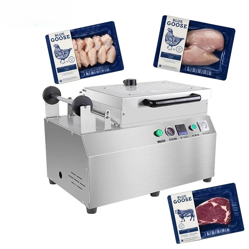 Automatic Vacuum Sealer Packaging Machine Tray Vacuum Laminating Sealing Machine for Food Chicken Pork