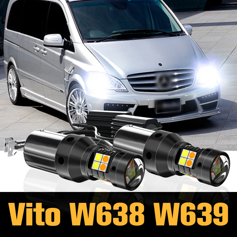 

2pcs Canbus LED Dual Mode Turn Signal+Daytime Running Light DRL Accessories For Mercedes Benz Vito W639 W638 1996-2008