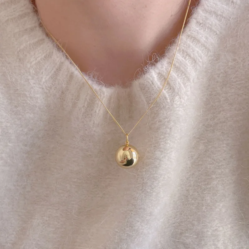 S'STEEL Authentic 925 Silver Round Ball Minimalist Pendant Necklaces For Girls Dainty Matching Engagement Accessories Jewelry