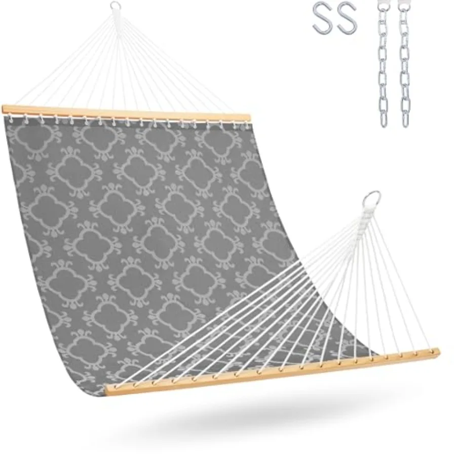 Outdoor patio poolside backyard beach quick dry hammock with spreader bar, textliene fabric, four leaf clover pattern, weather
