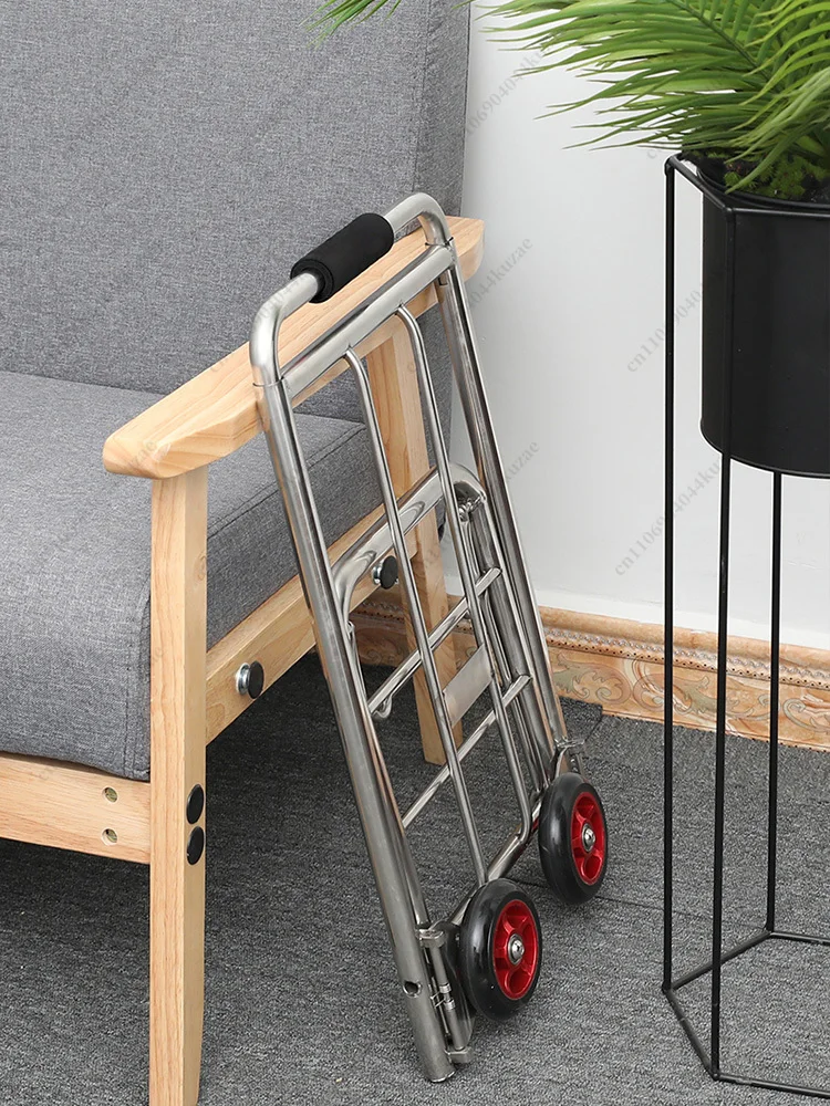 150kg Load Foldable Stainless Steel Hand Trolley Portable Shopping Luggage Cargo Pull Cart