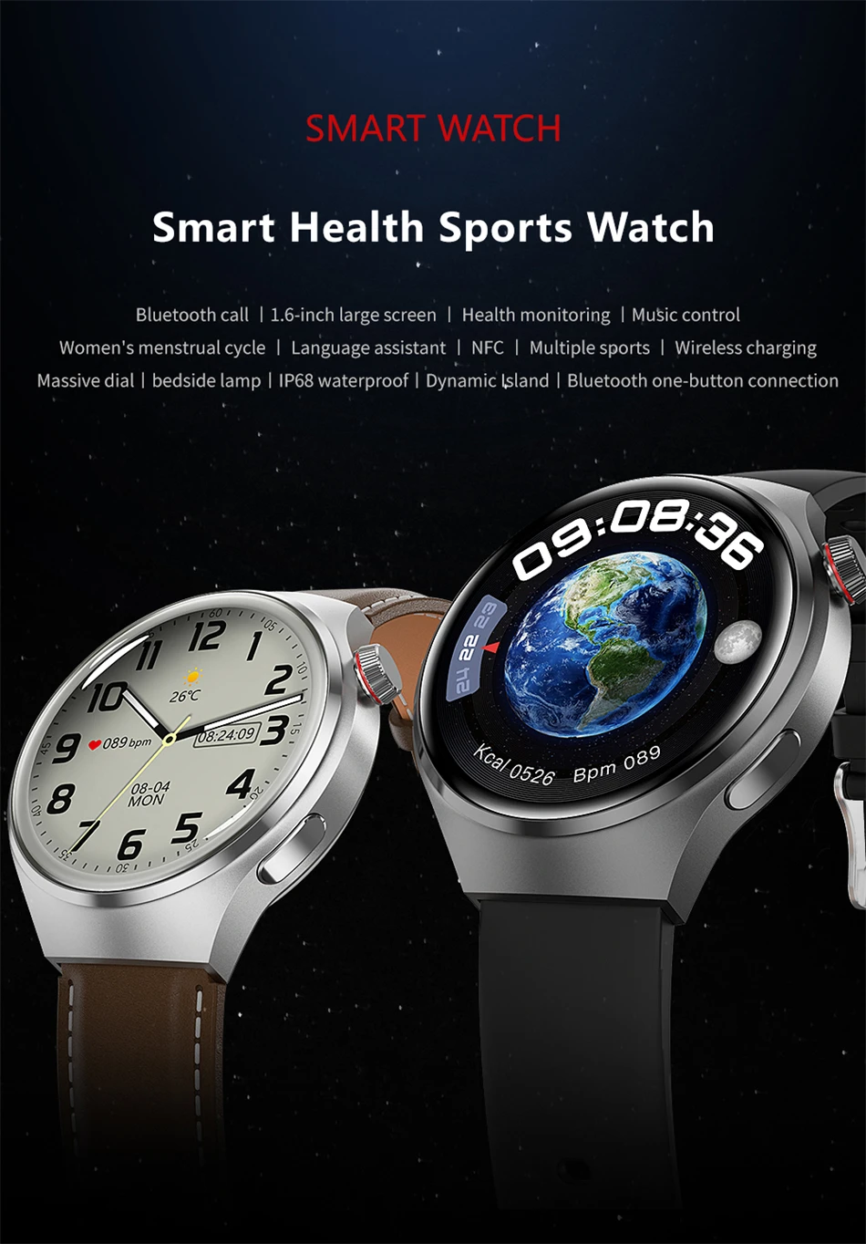 2026 New Watch 4 Pro Man Woman Smart Watch Bluetooth Call GPS NFC Heart Rate 100+ Sports Waterproof Smart Watch For Android iOS Se112785cd4a342afaf23f3af944d3bdby