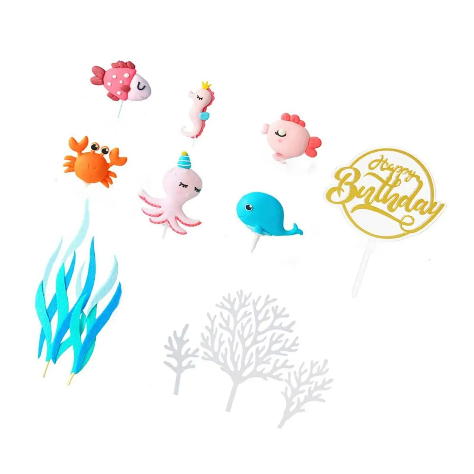 12x Топпер для морского торта с водорослями, многофункциональные украшения для торта на свадьбу, День святого Валентина, юбилей, декоративные