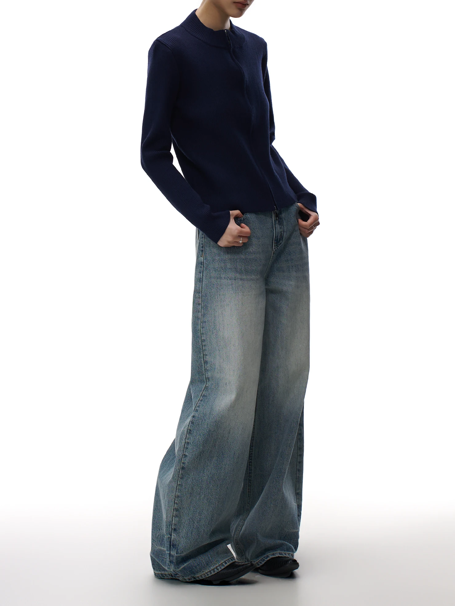 

American Retro Waed Blue Jeans Women's Trendy Loose Straight Leg Casual Pants High Waist Cotton High Quali Spring Wear