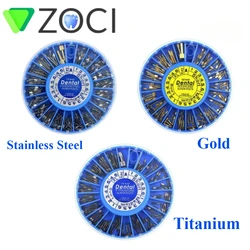 120pcs/box Dental Endodontic Conical Screw Post  Endo Root Canal Pins Pure TITANIUM Gold Plated Quartz Material Stainless Steel