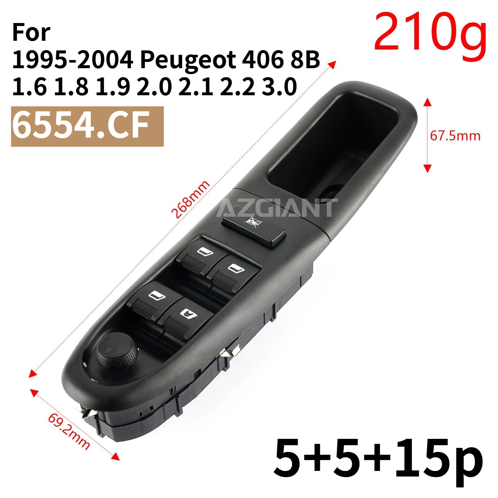 

6554.CF регулятор стеклоподъемника для Peugeot 406 8B электрическая дверная накладка стекло двойной главный переключатель управления кнопка 1995-2004