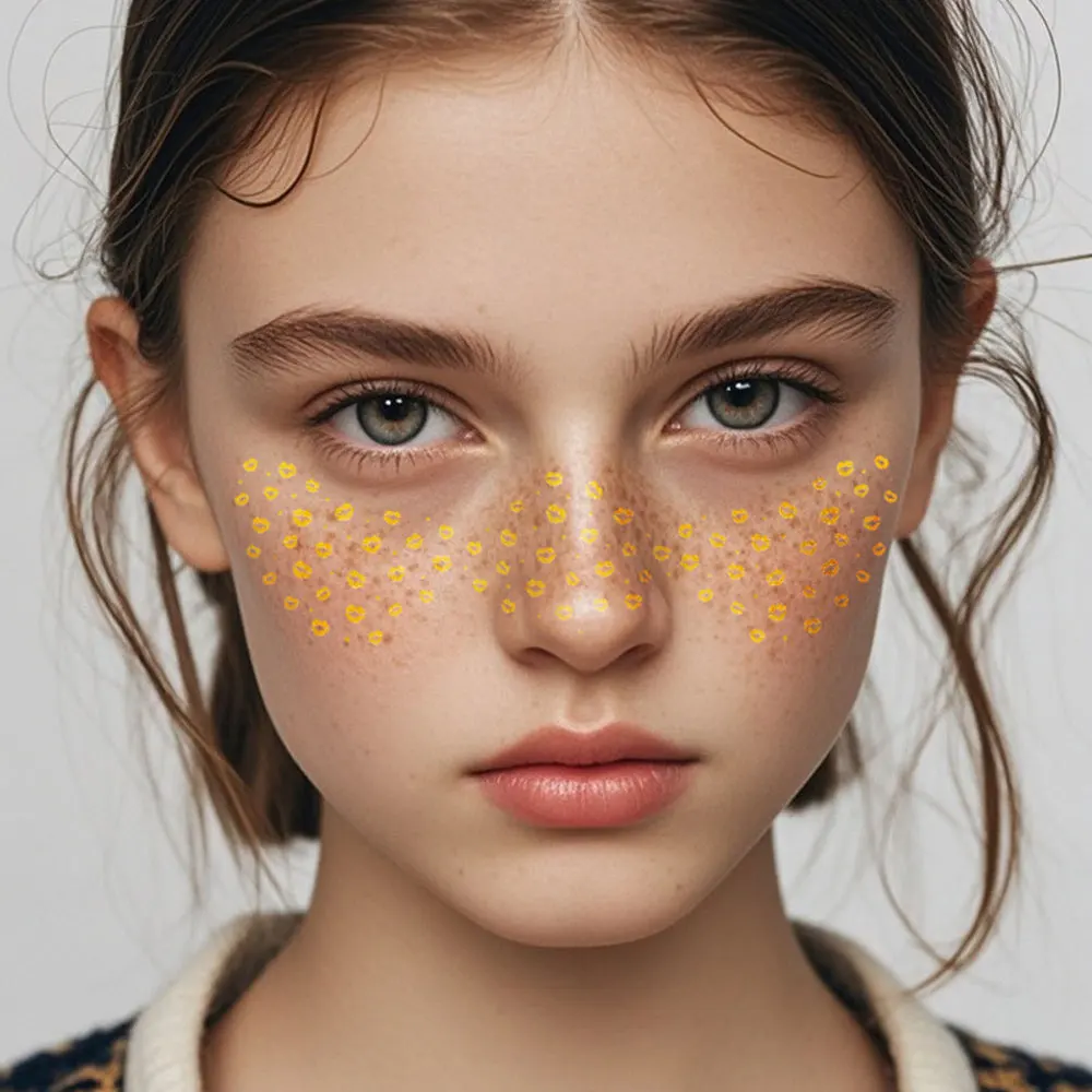 1pc Glitter Fake Freckles Sticker for Face Metallic Gold Silver Freckles Makeup Patches Temporary Tattoos for Women Face Makeup