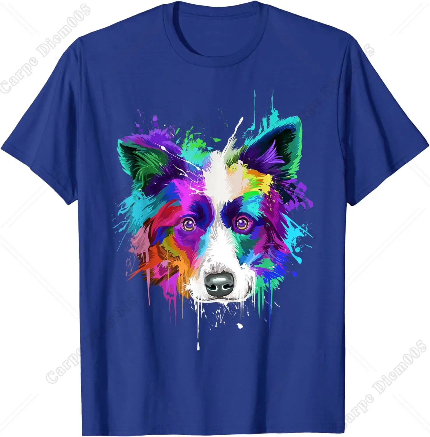 Watercolorful Art Border Collie Dog T-Shirt Border Collie Owners Gift T-Shirt for Men Women for Pets Lovers Cotton Tee