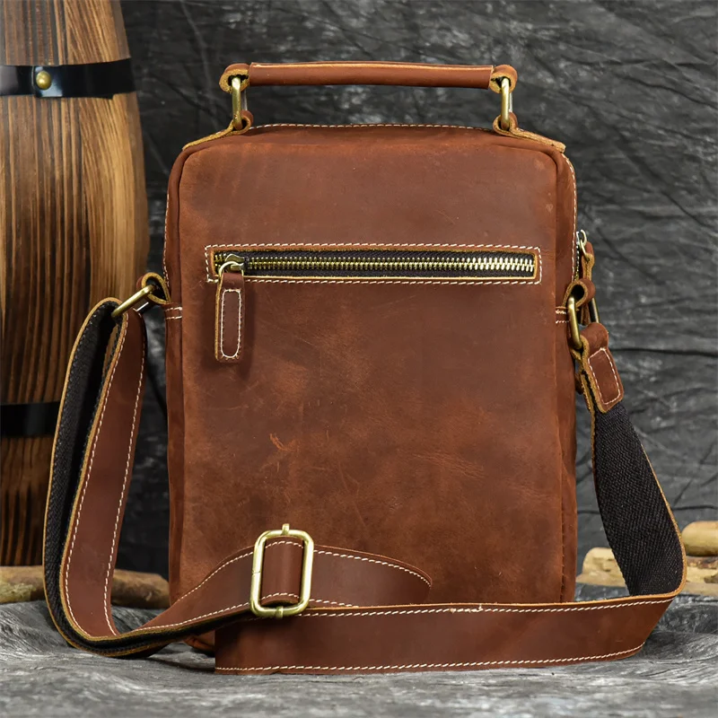 Newsbirds New Designer Leather Shoulder Bag Crazy Horse Leather Crossbody Bags For Men Male Messenger Bags Cowhide Sling Bag