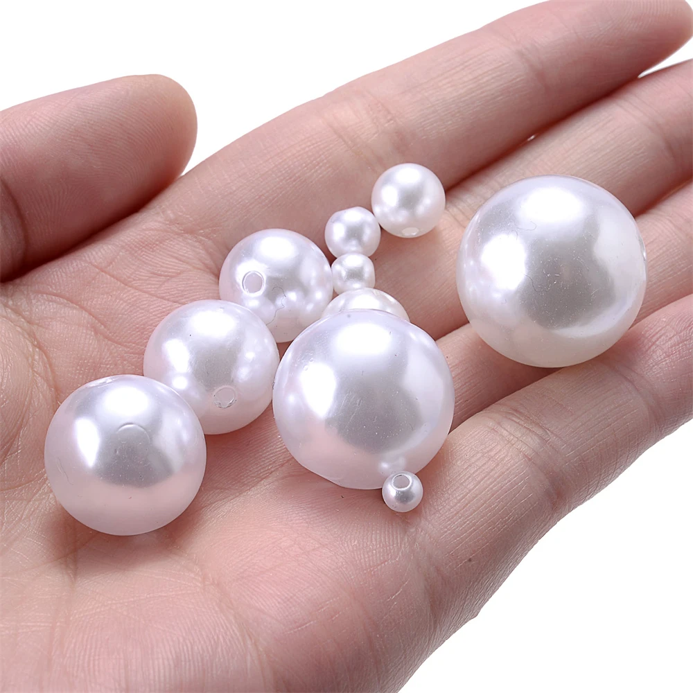 iYOE 3-20mm ABS Acrylic Spacer Beads Loose Imitation Pearl Beads For Making Jewelry Bracelet Necklace DIY Craft Needlework