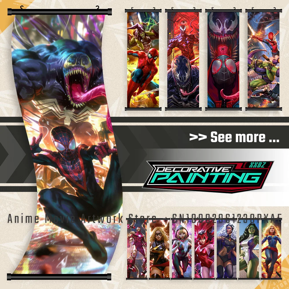

Marvel Character Scroll Picture The Avengers Venom Print Canvas Poster Movie Home Decoration Mural Wall Artwork Hanging Painting
