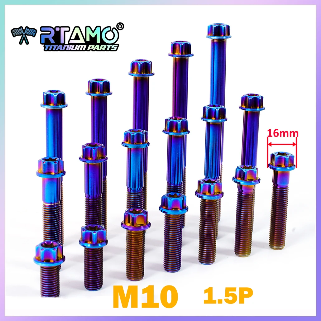 RTAMO مسمار لولبي من التيتانيوم Gr5 بمسمار لولبي لأنبوب عادم تعديل الدراجة النارية (1 *)