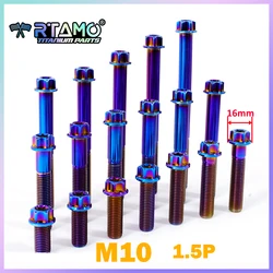 RTAMO Gr5 Titanium Bolt M10X20-120 1.5Pitch Motorcycle Modification Exhaust Pipe Screw (1pc)