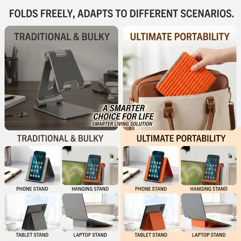 Creative Foldable Phone Stand - Flexible Transformable Desk Tablet Laptop Holder Travel Accessory view 6