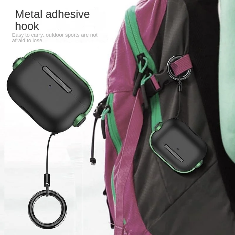 حافظة قابلة للقفل لسماعات الأذن ، حقيبة سماعة مع حامل ، غطاء مضاد للتصادم ومضاد للسقوط ، سماعات AirPods 1 ، 2 ، Pro ، 3 Pro