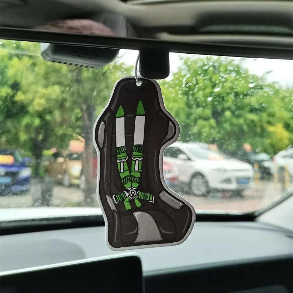 10PCS Newest Car Air Freshener Hanging Auto Rearview Mirror Perfume JDM Racing Style Turbo Brake Disc Shock Absorber Solid Paper
