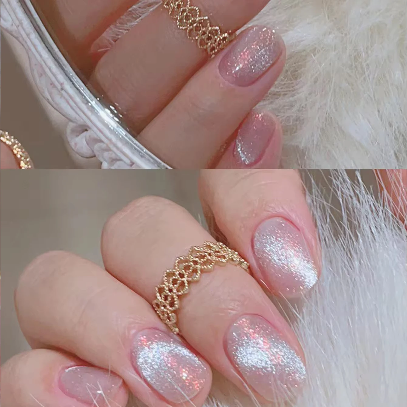 MIANEL 12ML ยาทาเล็บเจลลายตาแมวสีคริสตัล รุ่น Fall Nails Luna Opal Brocade สีสว่าง ใช้ได้กับทุกสี สำหรับทำเล็บคริสต์มาส เล็บสีขาว เล็บสีชมพู