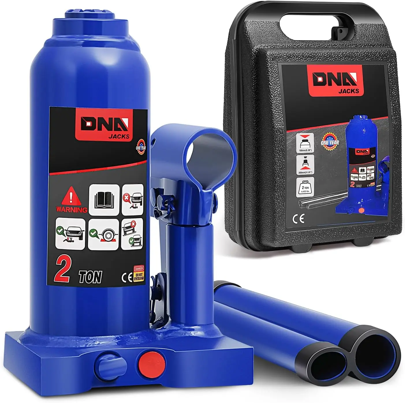 

2-Ton Hydraulic Bottle Jack for Vehicle Repair, Pickup, and Trucks with Manual Handle in Blue