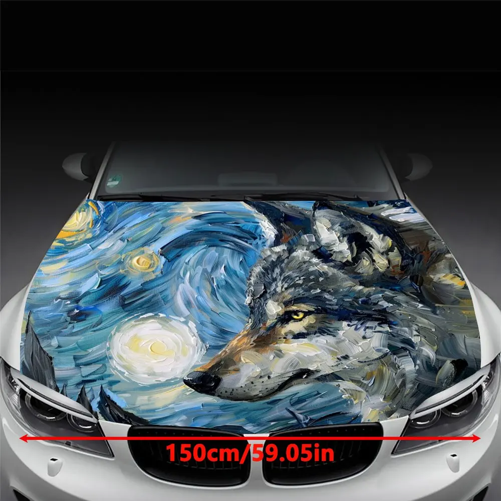 Outstanding Wolf Starry Night Vehicle Decal - Premium Quality Vinyl Film, DIY Installation Guide, Weather-Resistant Material