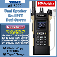 ABBREE AR-8000 Air Band Walkie Talkie Long Range Dual PTT UHF VHF 12W Power Wireless Copy Frequency Type-c Handheld Ham Radio