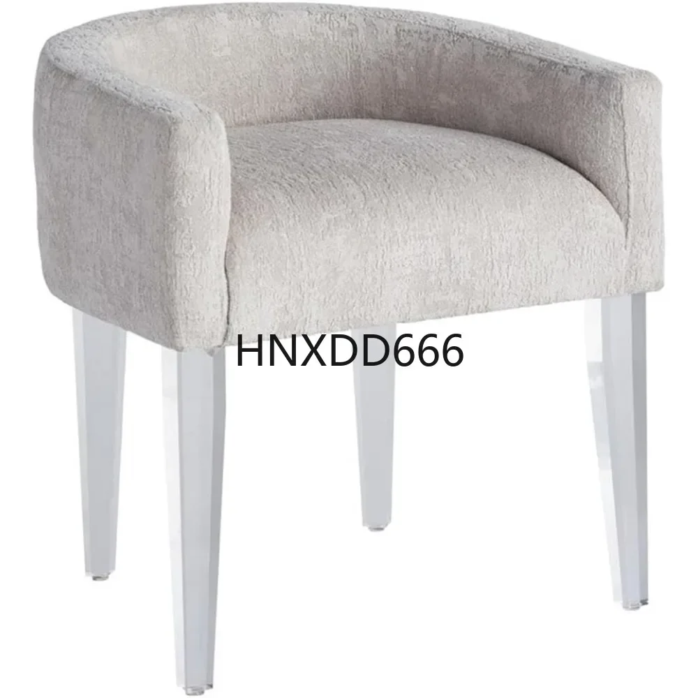 Contemporary Fabric Vanity Chair with Acrylic Legs in White
