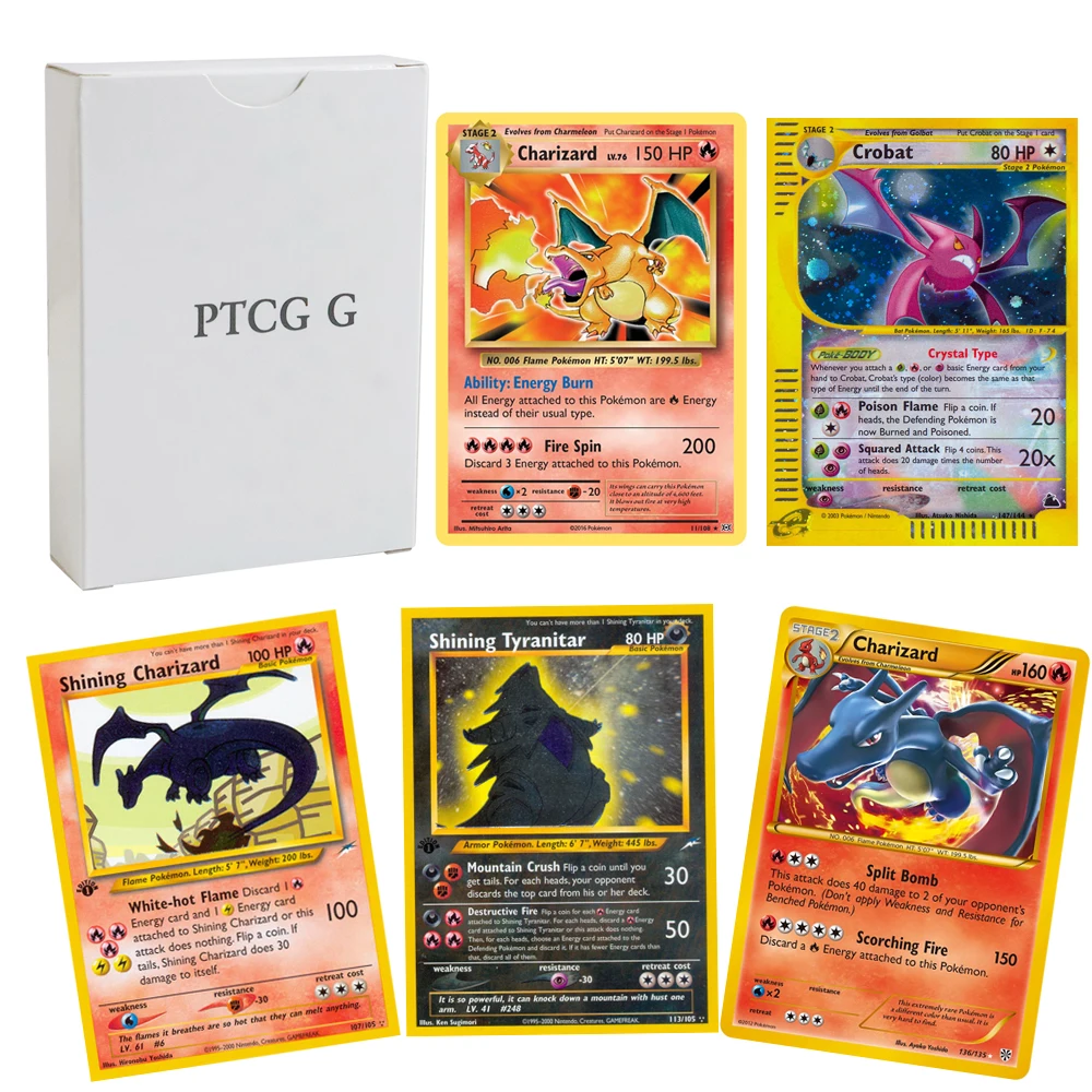 Pokémon Cards PTCG G Charizard Skyridge Lugia Aquapolis Shining Mewtwo Gyarados Neo Destiny TCG Board Games Foil Whole Set Proxy