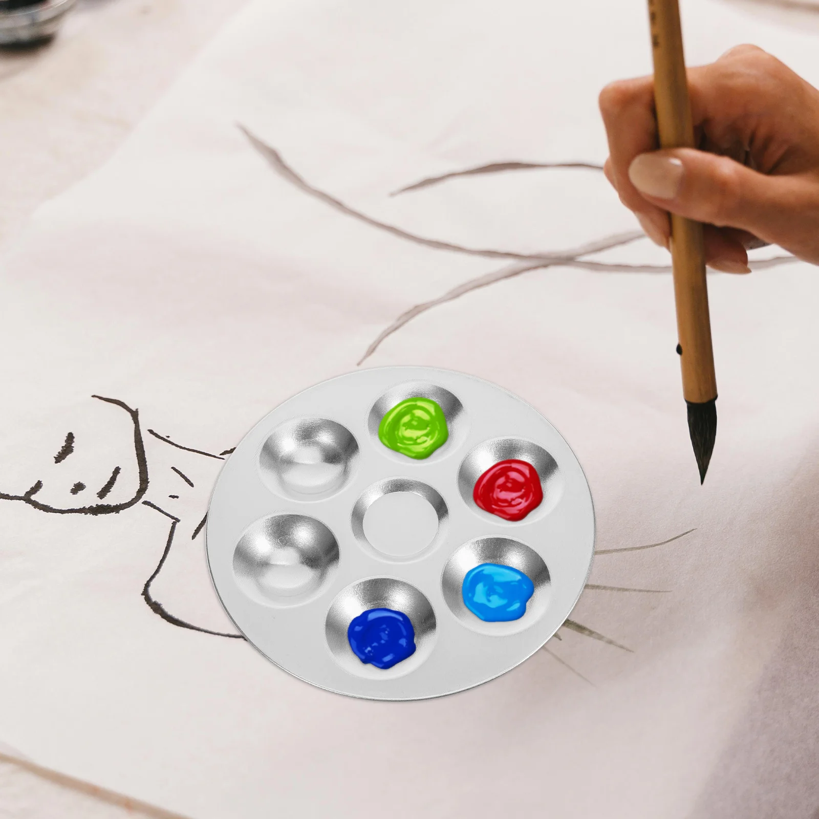 

2Pcs Aluminum Palette Durable RustProof Mixing Tray Watercolor Painting Color Art Storage Students Artists