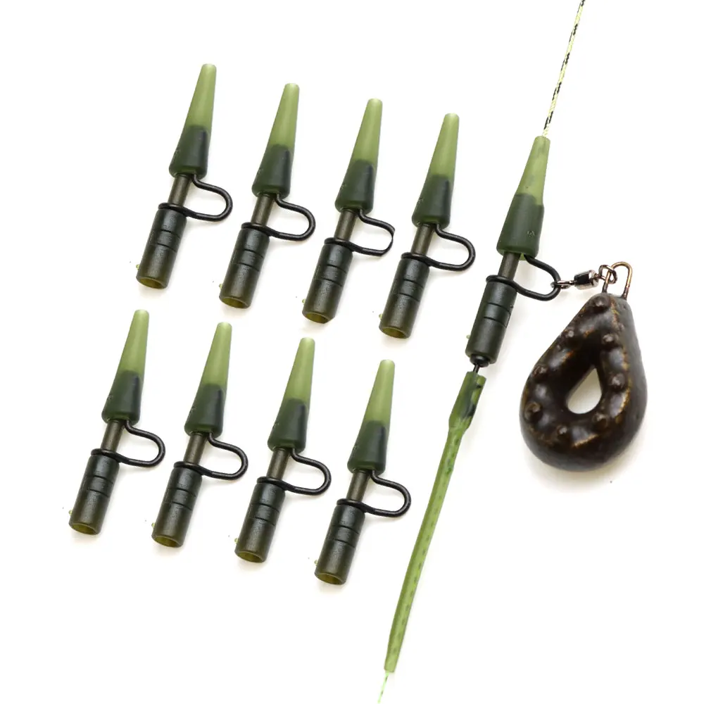 10pcs Carp Fishing Accessoreis Lead Weight Safety Clips Helicopter Hair Rig Connector Rubber Sleeves For Carp Fishing  Tackle